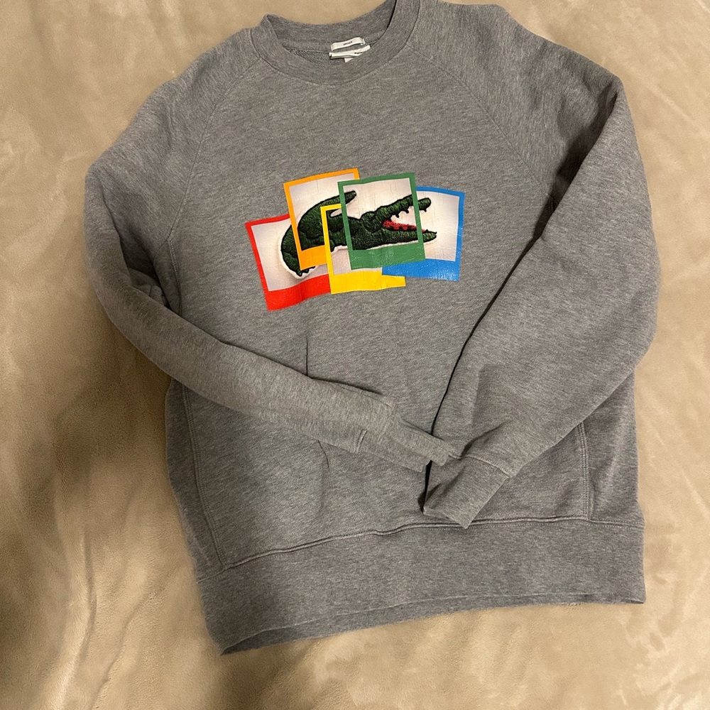 Lacoste Gray Graphic Crewneck Sweater